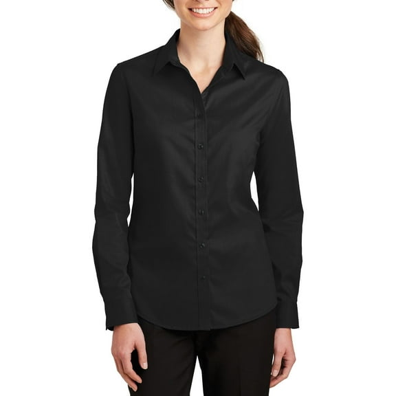 JustBlanks Womens SuperPro Twill Shirt Wrinkle Resistant Stain Release Long Sleeve Button Up