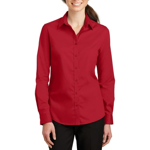 JustBlanks Womens SuperPro Twill Shirt Wrinkle Resistant Stain Release Long Sleeve Button Up
