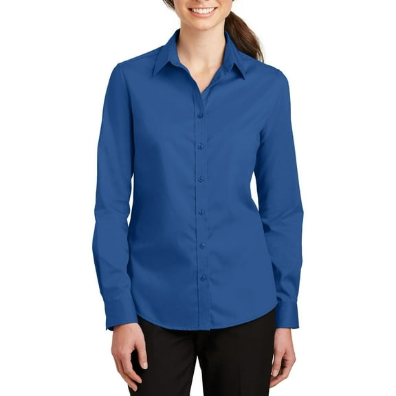 JustBlanks Womens SuperPro Twill Shirt Wrinkle Resistant Stain Release Long Sleeve Button Up