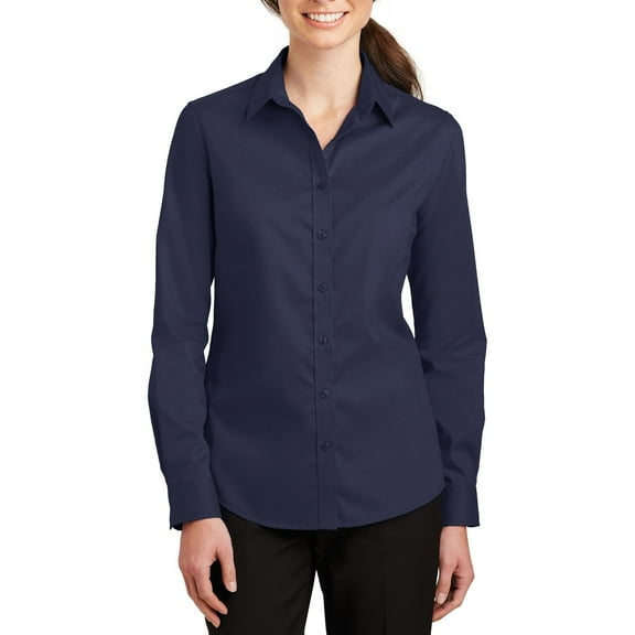 JustBlanks Womens SuperPro Twill Shirt Wrinkle Resistant Stain Release Long Sleeve Button Up