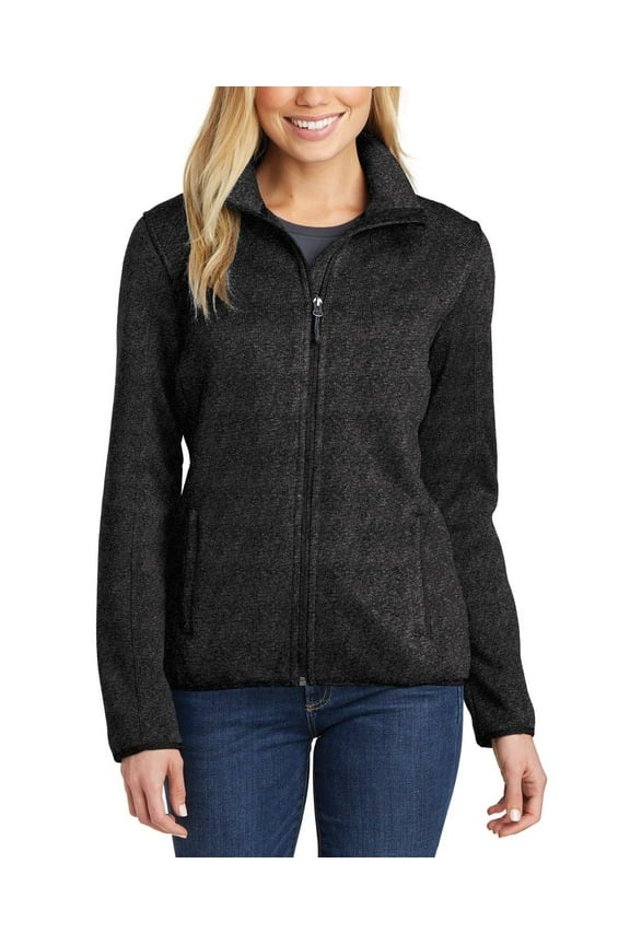 Womens Sweater Fleece Jacket Soft Polyester Blend Full Zip Stand Collar Long Sleeves