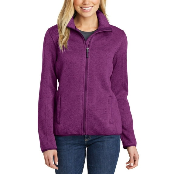 JustBlanks Womens Sweater Fleece Jacket Soft Polyester Blend Full Zip Stand Collar Long Sleeves