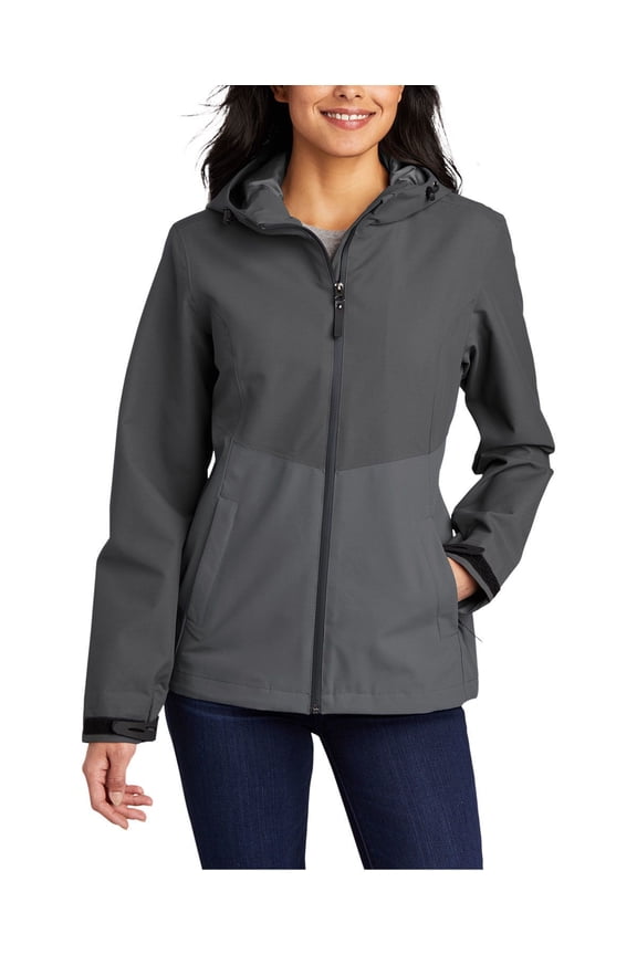 Womens Tech Rain Jacket with Adjustable Hood Waterproof Fabric