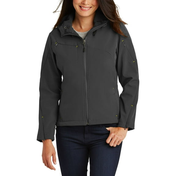 JustBlanks Ladies Textured Hooded Soft Shell Jacket Water Resistant Windproof Breathable Outerwear