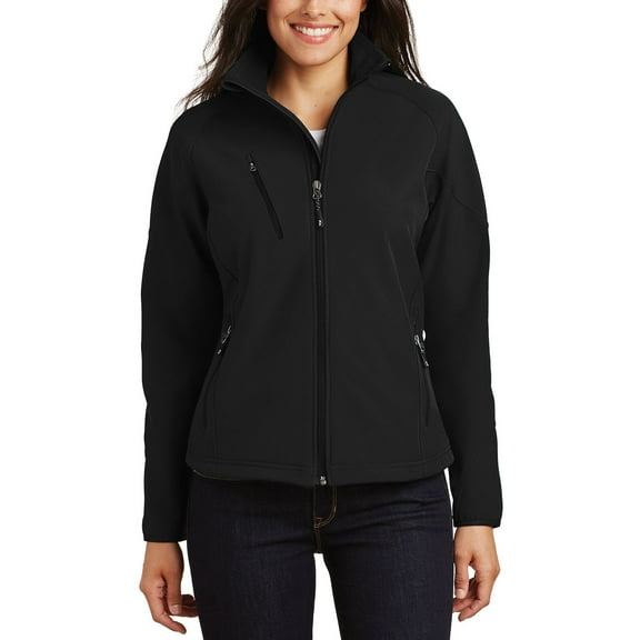 Just Blanks Ladies Textured Soft Shell Jacket, Black, 4XL