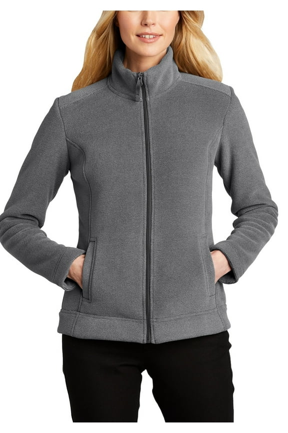 Womens Ultra Warm Full Zip Brushed Fleece Jacket Polyester Long Sleeve Stand Collar