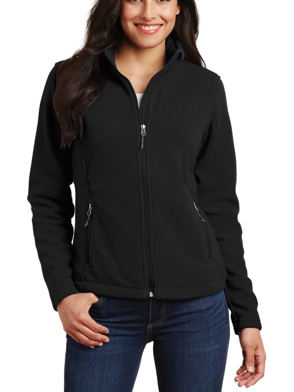 Just Blanks Ladies Value Fleece Jacket Gently Contoured Silhouette, Black, 4XL