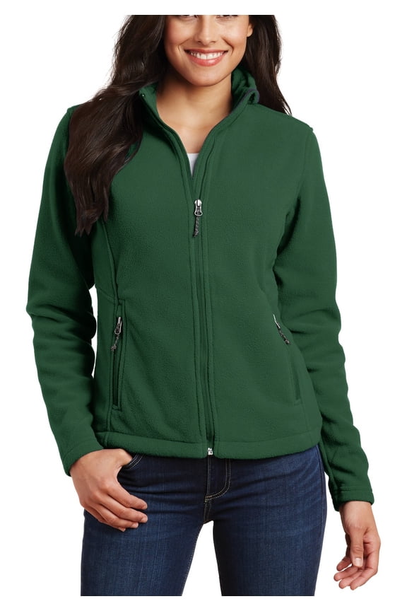 Just Blanks Ladies Value Fleece Jacket Gently Contoured Silhouette, Forest Green, 4XL