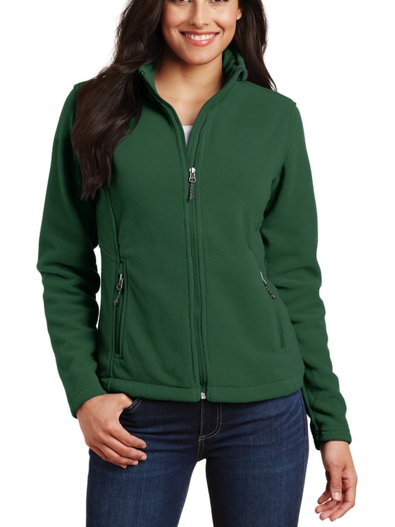 Just Blanks Ladies Value Fleece Jacket Gently Contoured Silhouette, Forest Green, 4XL