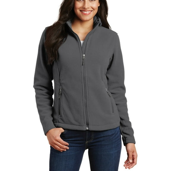 Just Blanks Ladies Value Fleece Jacket Gently Contoured Silhouette, Iron Grey, 4XL