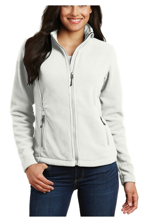 Just Blanks Ladies Value Fleece Jacket Gently Contoured Silhouette, Winter White, 4XL