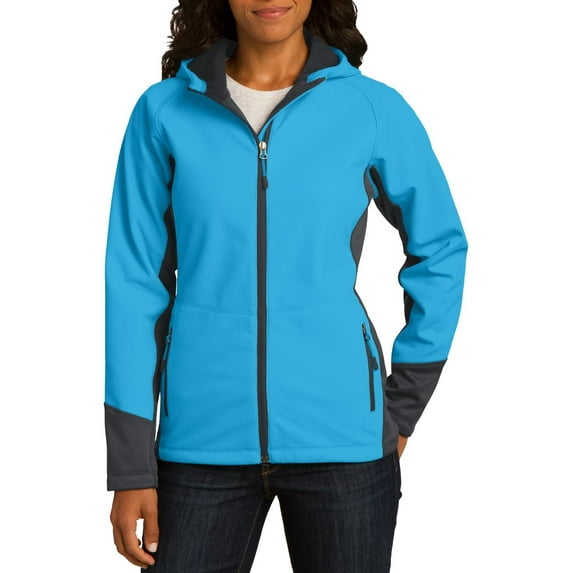 JustBlanks Ladies Vertical Hooded Soft Shell Jacket with Fleece Lining Water Resistant
