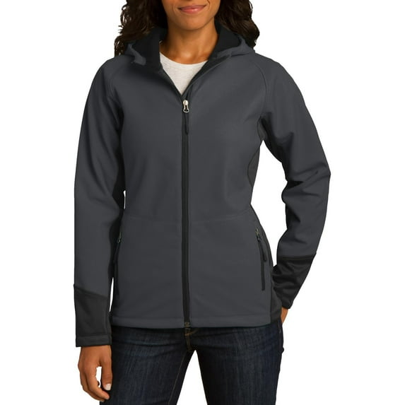 JustBlanks Ladies Vertical Hooded Soft Shell Jacket with Fleece Lining Water Resistant