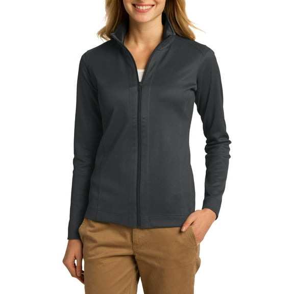 Just Blanks Ladies Vertical Texture Full-Zip Jacket, Iron Grey/ Black, 4XL
