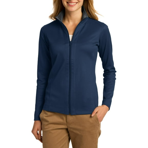 Just Blanks Ladies Vertical Texture Full-Zip Jacket, Regatta Blue/ Iron Grey, 4XL