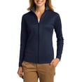 thumbnail image 1 of Just Blanks Ladies Vertical Texture Full-Zip Jacket, True Navy/ Iron Grey, 4XL, 1 of 1