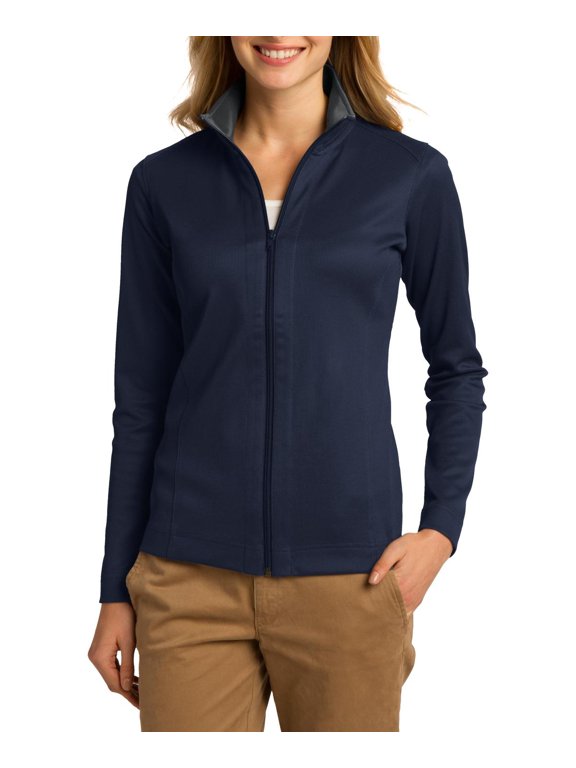 Womens Full Zip Textured Jacket with Cadet Collar Long Sleeves