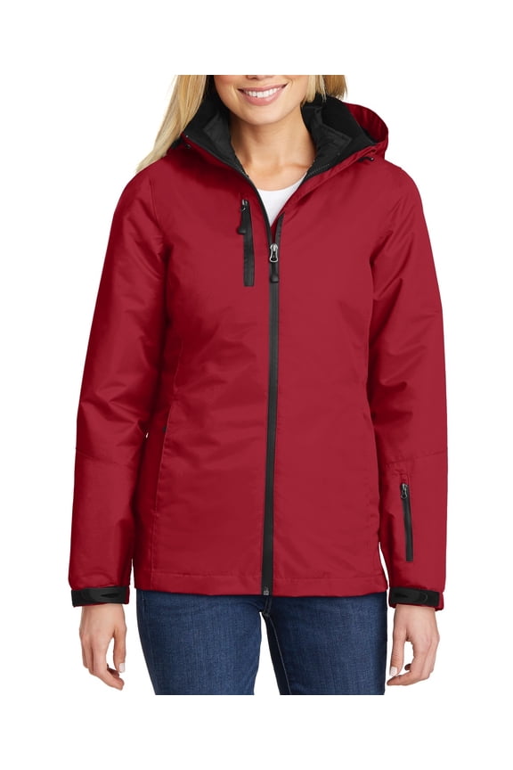 Just Blanks Ladies Vortex Waterproof 3-in-1 Jacket, Rich Red/ Black, 4XL