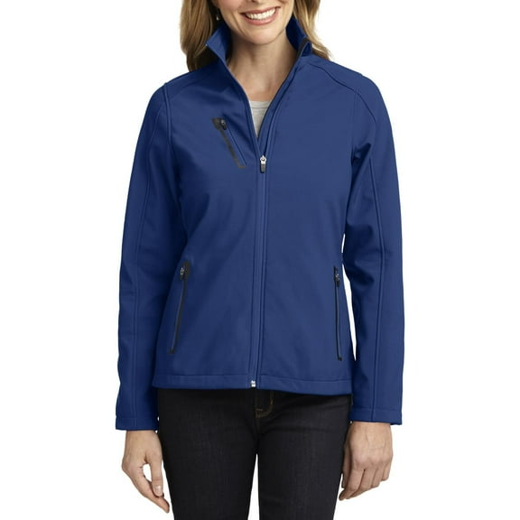 Just Blanks Ladies Welded Soft Shell Jacket Fabric Breathability Rating Reverse Coil Zippers, Estate Blue, 4XL