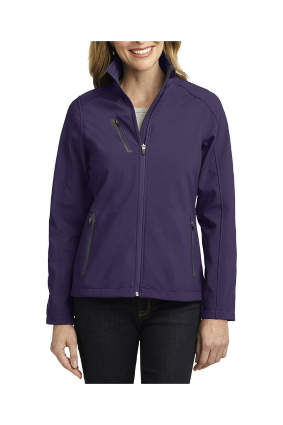 Just Blanks Ladies Welded Soft Shell Jacket Fabric Breathability Rating Reverse Coil Zippers, Posh Purple, 4XL