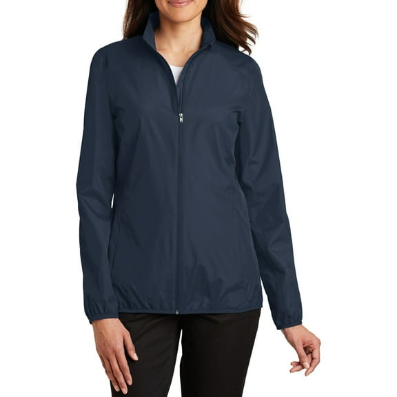 Just Blanks Ladies Zephyr Full-Zip Jacket Zip-Through Cadet Collar With Chin Guard, Dress Blue Navy, 4XL