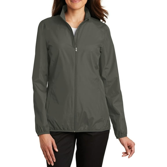 Just Blanks Ladies Zephyr Full-Zip Jacket Zip-Through Cadet Collar With Chin Guard, Grey Steel, 4XL
