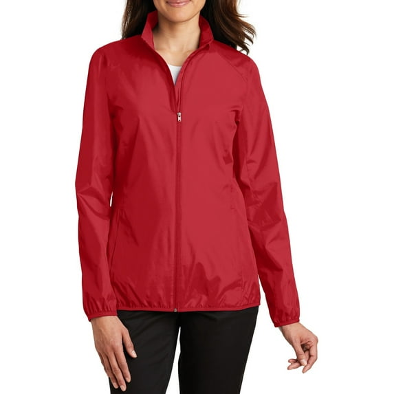 JustBlanks Ladies Lightweight Full Zip Polyester Jacket with Cadet Collar Elastic Cuffs