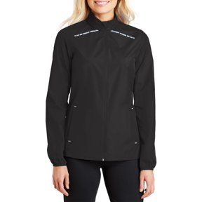 JustBlanks Womens Lightweight Full Zip Reflective Trim Jacket with Stand Collar Elastic Cuffs