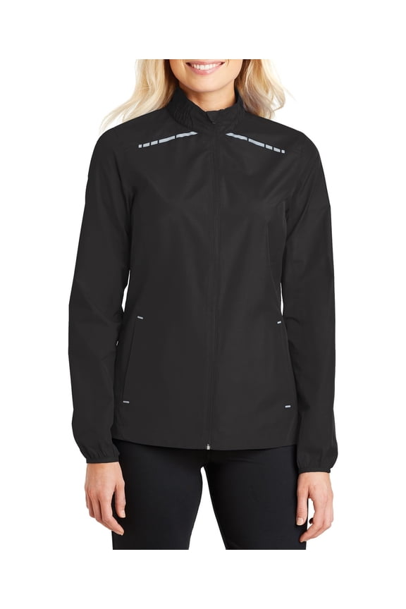 Just Blanks Ladies Zephyr Reflective Hit Full-Zip Jacket, Black, 4XL