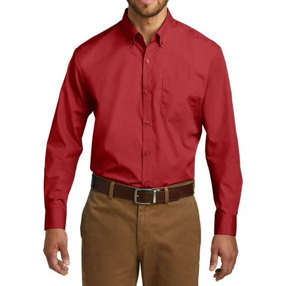 JustBlanks Mens Long Sleeve Carefree Poplin Shirt Cotton Polyester Button Down Collar