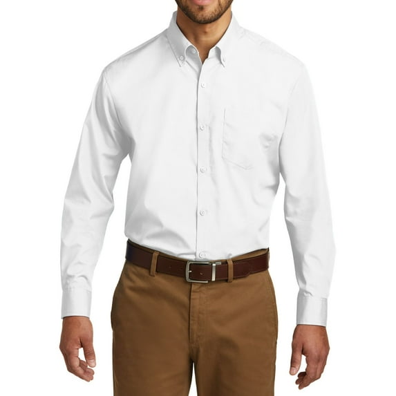 JustBlanks Mens Long Sleeve Carefree Poplin Shirt Cotton Polyester Button Down Collar