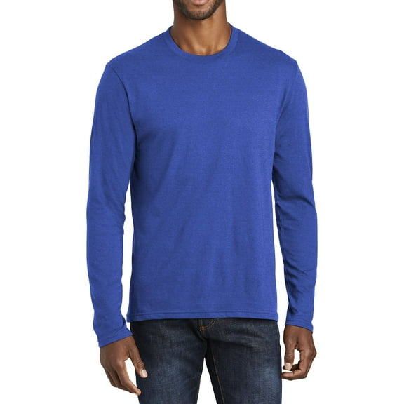 Just Blanks Long Sleeve Fan Favorite Blend Tee, True Royal Heather, 4XL