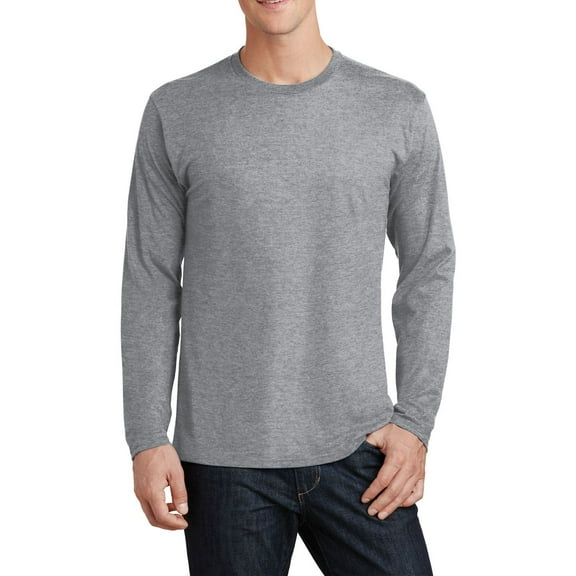 Just Blanks Long Sleeve Fan Favorite Tee, Athletic Heather, 4XL