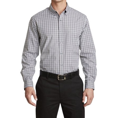 JustBlanks Long Sleeve Gingham Check Easy Care Wrinkle Resistant Button Down Shirt with Chest Pocket