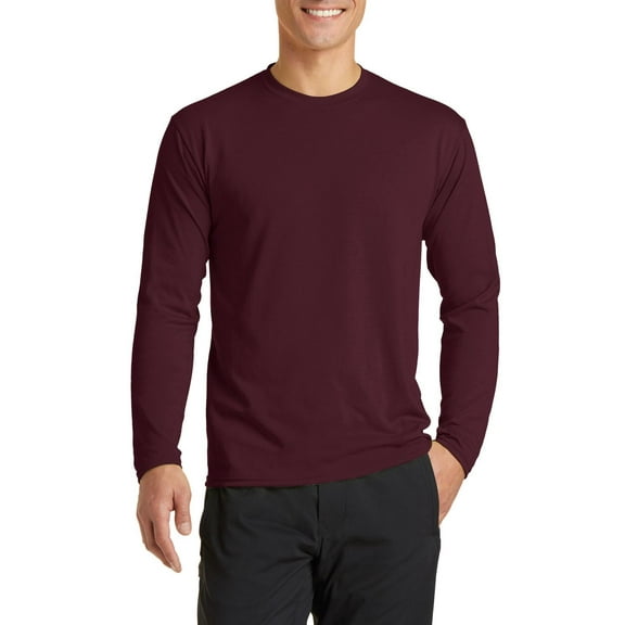 JustBlanks Long Sleeve Performance Blend Moisture Wicking Cotton Poly with Rib Knit Collar T Shirt