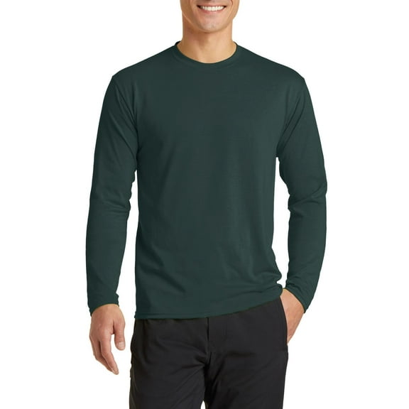JustBlanks Long Sleeve Performance Blend Moisture Wicking Cotton Poly with Rib Knit Collar T Shirt