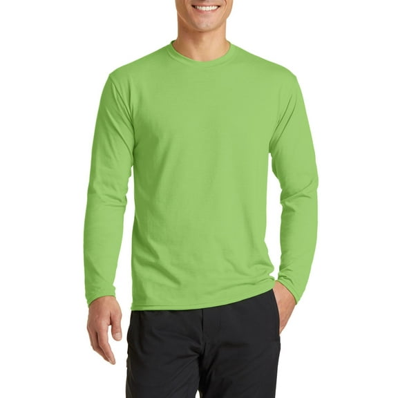 JustBlanks Long Sleeve Performance Blend Moisture Wicking Cotton Poly with Rib Knit Collar T Shirt