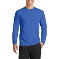 thumbnail image 1 of JustBlanks Long Sleeve Performance Blend Moisture Wicking Cotton Poly with Rib Knit Collar T Shirt, 1 of 1