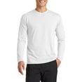 thumbnail image 1 of JustBlanks Long Sleeve Performance Blend Moisture Wicking Cotton Poly with Rib Knit Collar T Shirt, 1 of 1