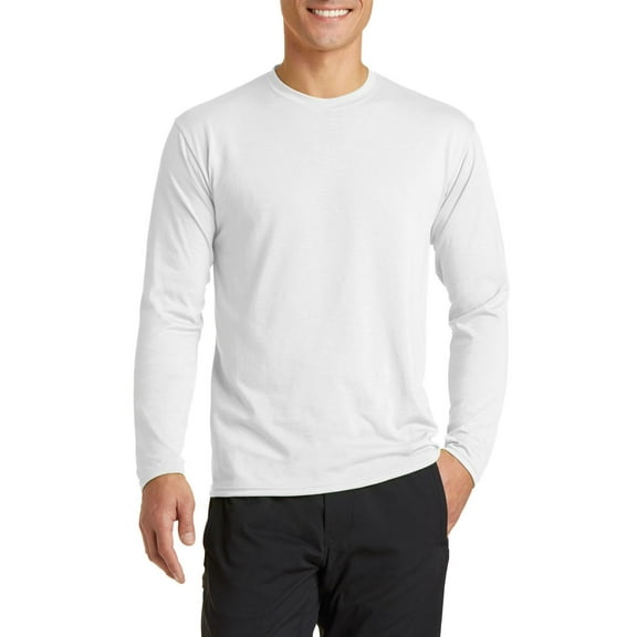 JustBlanks Long Sleeve Performance Blend Moisture Wicking Cotton Poly with Rib Knit Collar T Shirt