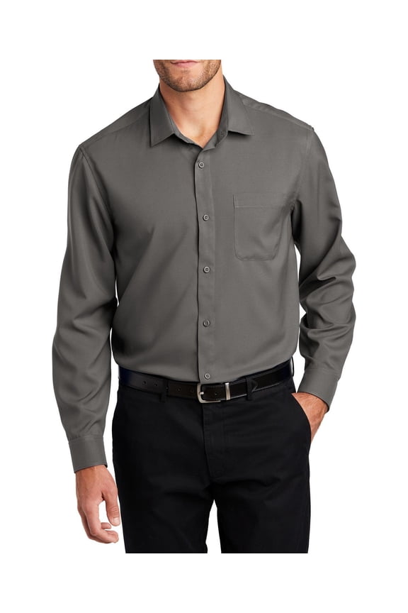 Long Sleeve Performance Staff Shirt Moisture Wicking Polyester with Open Collar
