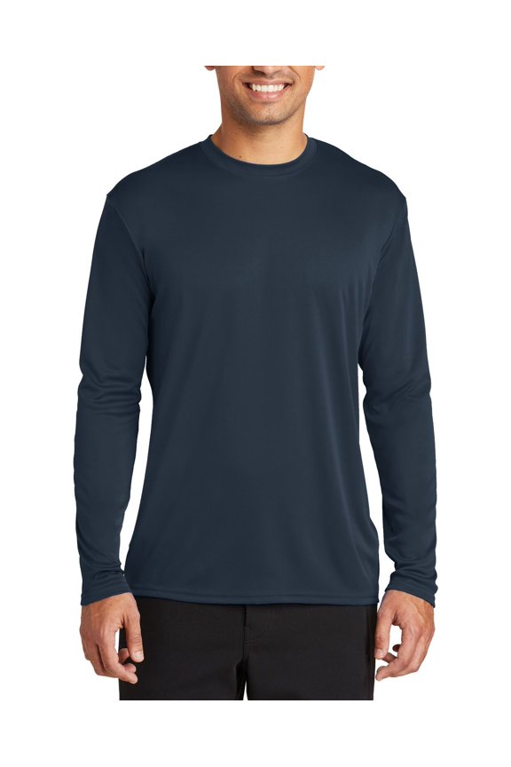 Just Blanks Long Sleeve Performance Tee Moisture Wicking Technology To Keep You Cool, Deep Navy, 4XL