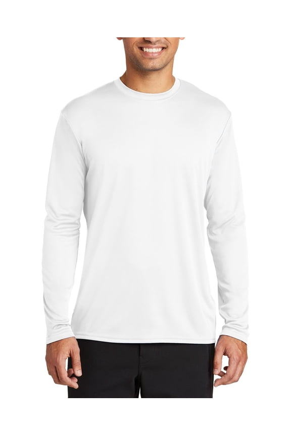 Just Blanks Long Sleeve Performance Tee Moisture Wicking Technology To Keep You Cool, White, 4XL