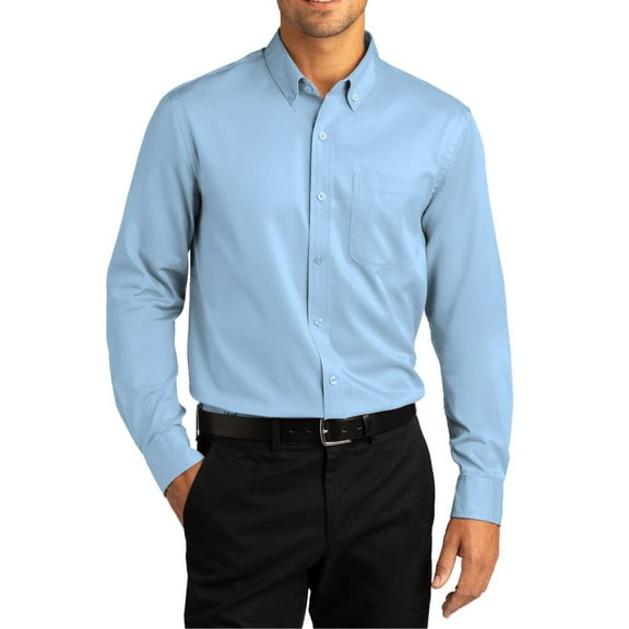 JustBlanks Long Sleeve Twill Work Shirt Cotton Poly Blend Button Down Collar Wrinkle Resistant