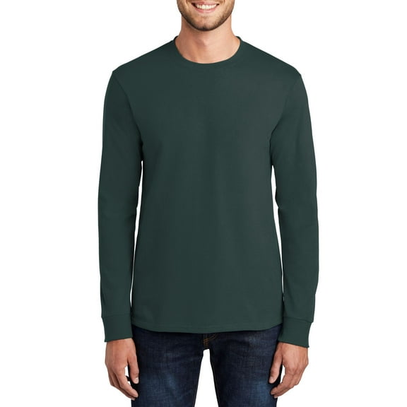 JustBlanks Long Sleeve Essential T Shirt Double Needle Hem Rib Knit Cuffs Coverseamed Neck