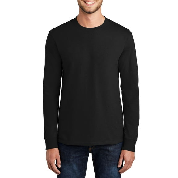 JustBlanks Long Sleeve Essential T Shirt Double Needle Hem Rib Knit Cuffs Coverseamed Neck