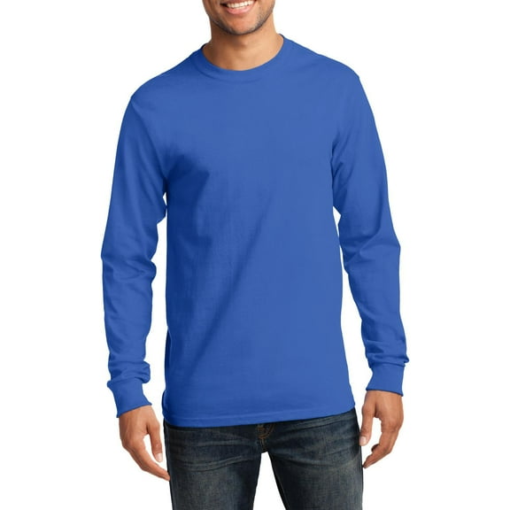 JustBlanks Long Sleeve Essential T Shirt Double Needle Hem Rib Knit Cuffs Coverseamed Neck