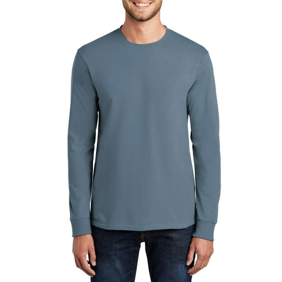 JustBlanks Long Sleeve Essential T Shirt Double Needle Hem Rib Knit Cuffs Coverseamed Neck