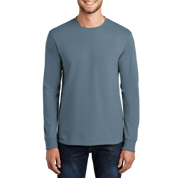 JustBlanks Long Sleeve Essential T Shirt Double Needle Hem Rib Knit Cuffs Coverseamed Neck