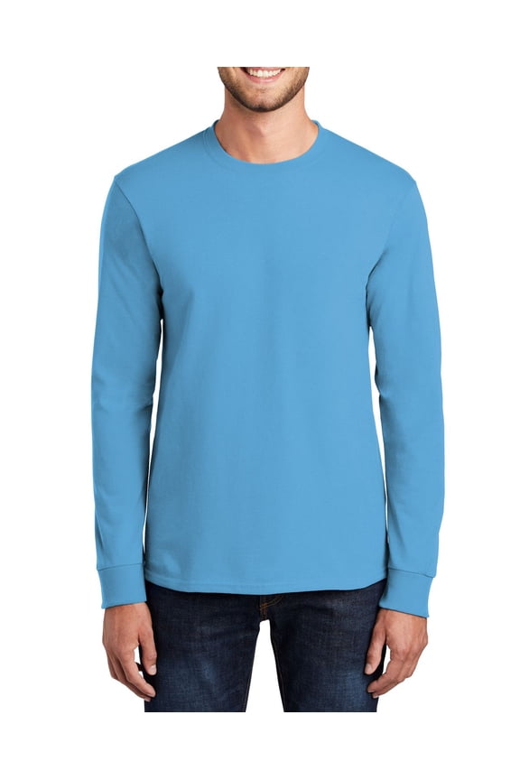 Just Blanks Long Sleeve T-Shirt – Soft, Durable Cotton Tee with Classic Fit and Ribbed Collar, Aquatic Blue, 4XLT